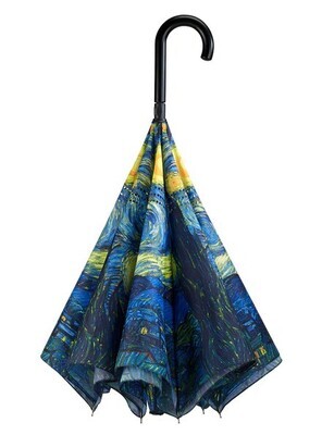 Starry Night Stick Umbrella Reverse Close