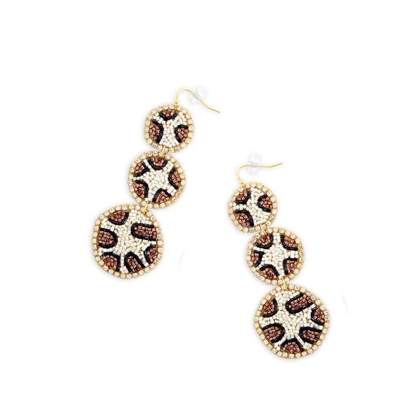Crouching Leopard Beaded Earrings - Myra S-7656