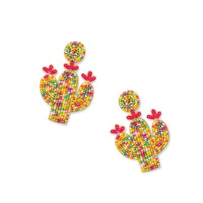Cactus Joy Beaded Earrings in Multicolor - Myra S-8259
