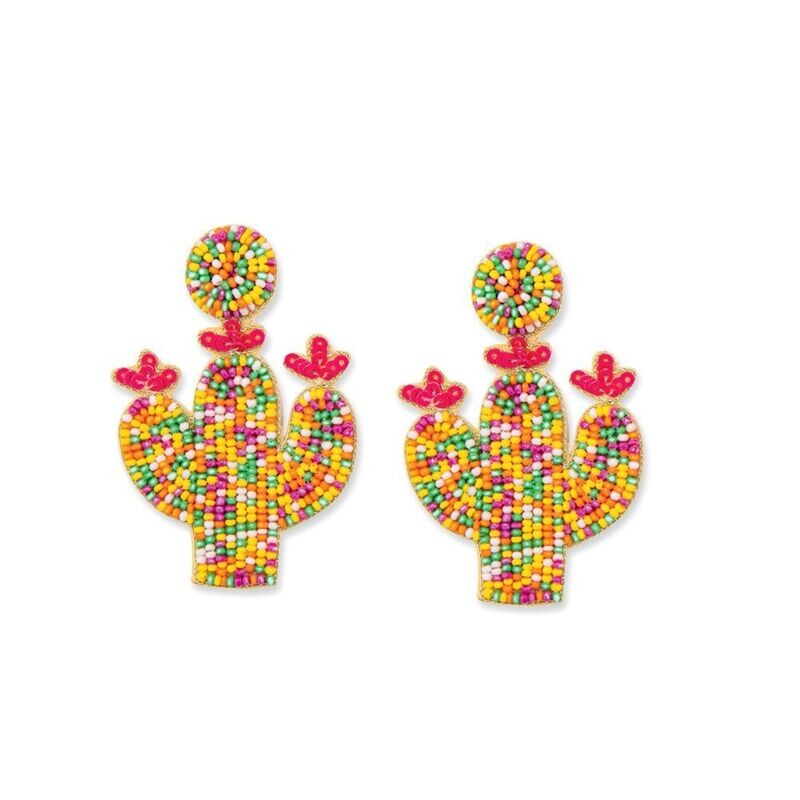 Cactus Joy Beaded Earrings in Multicolor - Myra S-8259