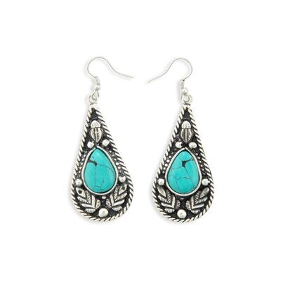 Brooke Meadow Silver & Turquoise Look Pendant Earrings - Myra S-8255