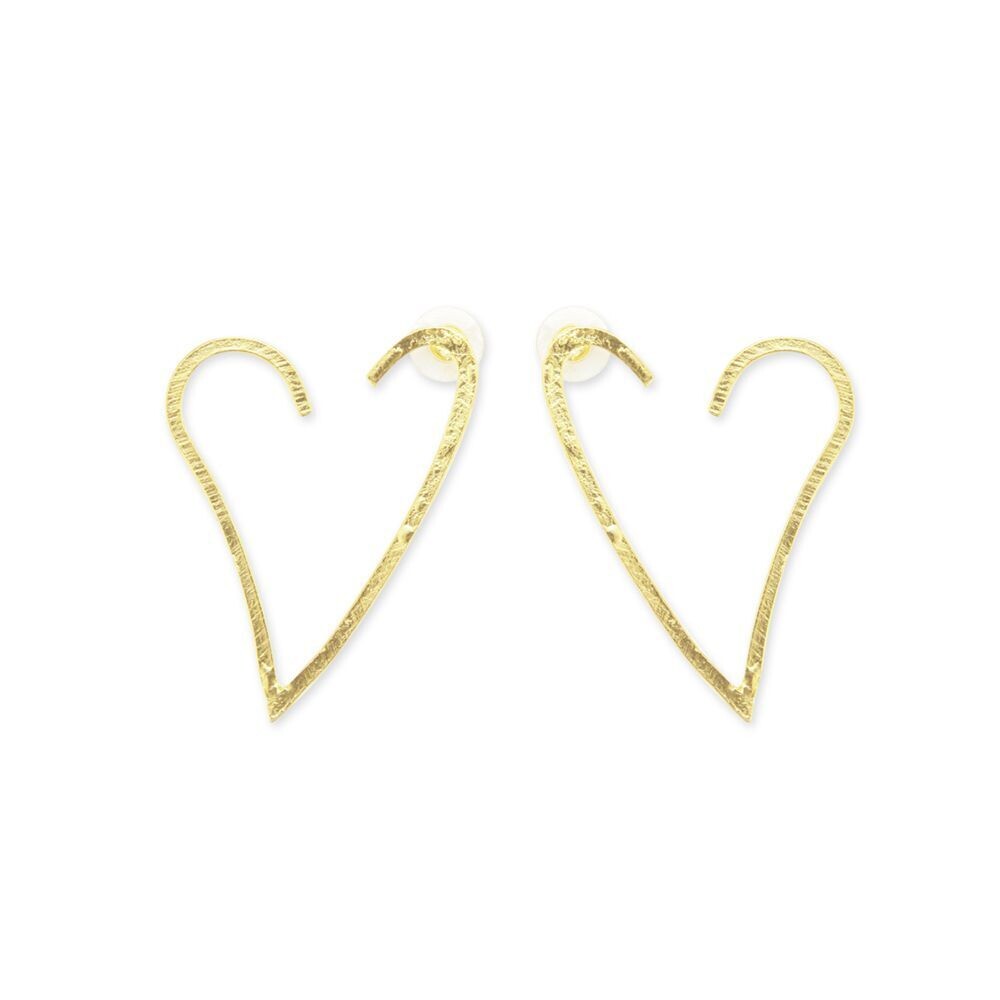 Open Hoop Heart Earrings - Myra S-8292