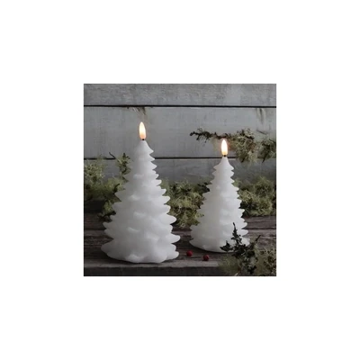 Flickering LED Tree Candle Set of 2 White