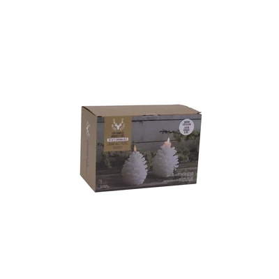 Flickering LED Pinecone Candle Set of 2 White