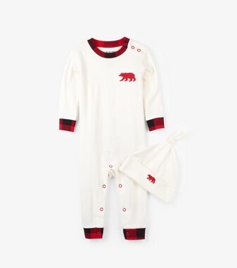 Buffalo Plaid Baby Coverall &amp; Hat - 6M to 12M