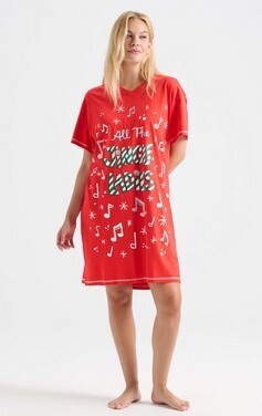 All The Jingle Ladies Women&#39;s Sleep Shirts - O/S Red