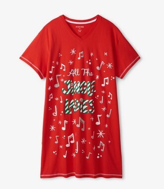 All The Jingle Ladies Women's Sleep Shirts - O/S Red