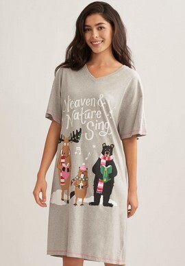 Heaven And Nature Sing Women&#39;s Sleep Shirts - O/S Athletic Grey Melange