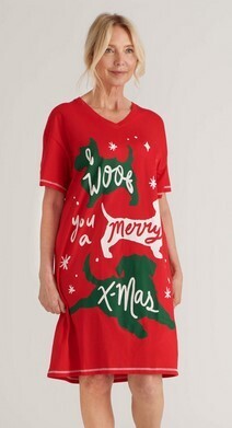 Woof You A Merry Christmas Women&#39;s Sleep Shirts - O/S Ski Patrol