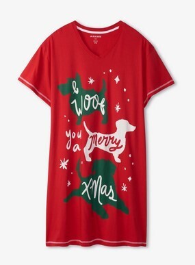 Woof You A Merry Christmas Women's Sleep Shirts - O/S Ski Patrol
