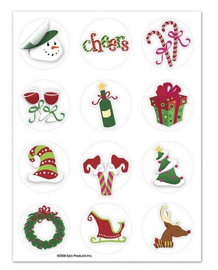 Holiday Toast Glass Stick&#39;ems 24 per pack