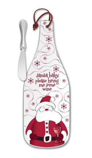 Santa Baby Wine Glass Cheese Server with Spreader