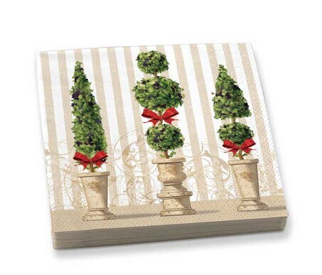 Holiday Topiary Beverage Napkins Set of 20