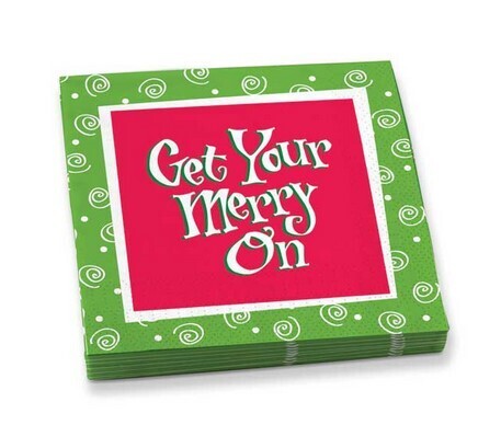 Get Your Merry On Beverage Napkins Set of 20
