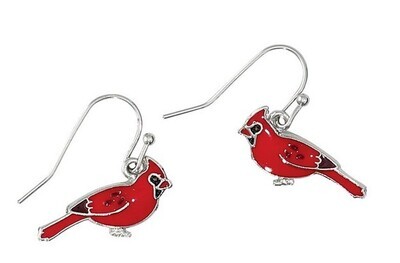 Red Enamel Cardinals Earrings