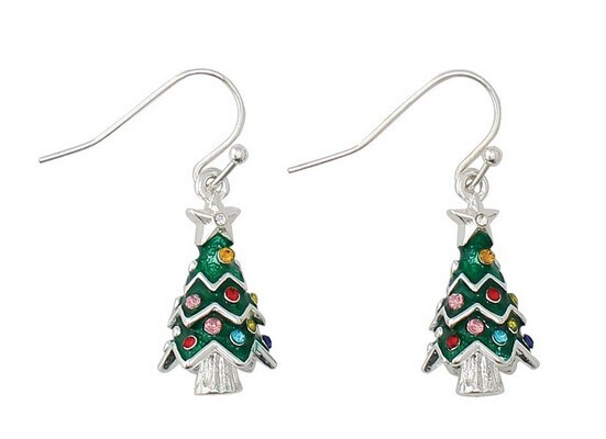 Trimmed Christmas Tree Earrings