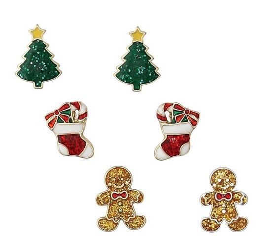 Gingerbread Tree Stocking Earrings
