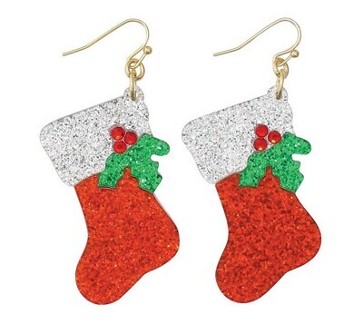 Glitter Stockings with Holly Earrings