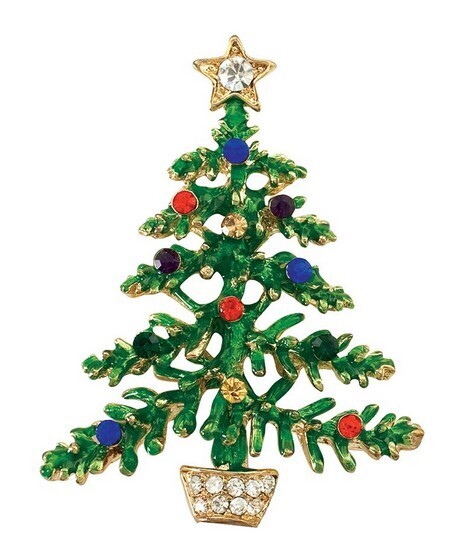 Jeweled Christmas Tree Pin