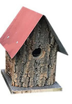 Bark Cabin Red Birdhouse