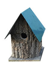 Bark Cabin Green Birdhouse