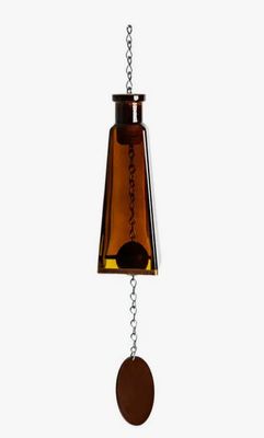 Glass Wind Chimes Made From Pyramid Shaped Bottles, Color: Amber