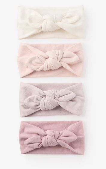 Brushed Cotton Knotted Bow Headband 4pk 0-12mo Multi/PLS