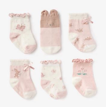 Garden Picnic Non Slip Baby Socks 6pk 0-12mo