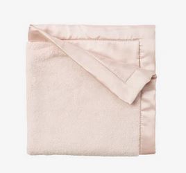 Pale Pink Satin Trim Flannel Fleece Baby Security Blanket