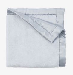 Blue Satin Trim Flannel Fleece Baby Security Blanket
