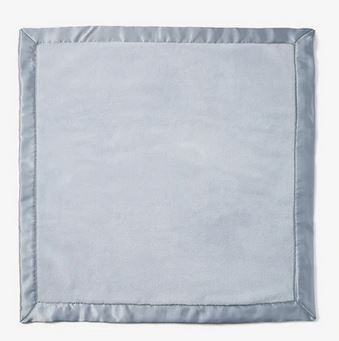 Blue Satin Trim Flannel Fleece Baby Security Blanket