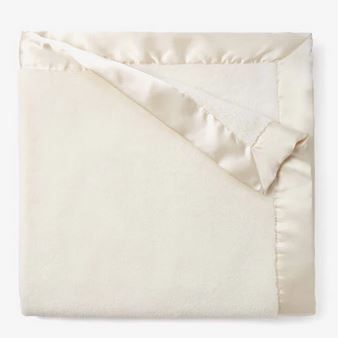 White Satin Trim Flannel Fleece Baby Security Blanket