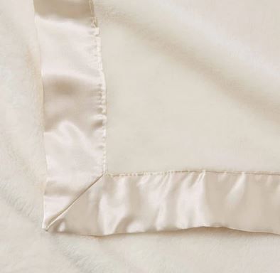 White Satin Trim Flannel Fleece Baby Security Blanket