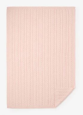 Pale Pink Horseshoe Cable Knit Baby Blanket