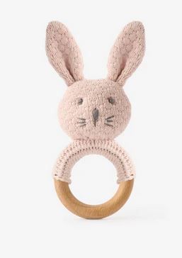 Pink Blush Knit Bunny Rattles
