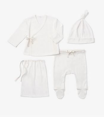 White  &quot;made with love&quot; Organic Cotton Pointelle 3pc Layette Set