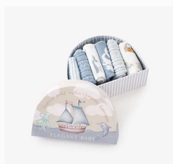 World Explorer Non Slip Baby Socks 6pk 0-12mo