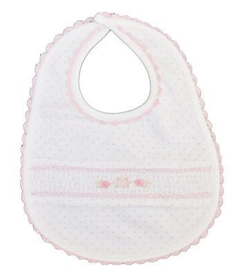 Rosebud Dots Girl Smocked Bib
