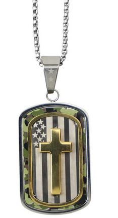 Camo Cross Flag Necklace - Hold Fast