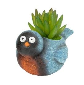 4.5&quot;L Resin Bird w/ Succulent, Color: Blue