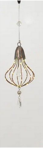 21.2&quot;H Solar Lighted Metal Hanging Lantern With Jewels, Style: A