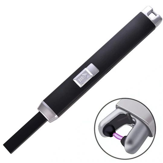 Rechargeable USB Arc Spark Lighter, Color: Black