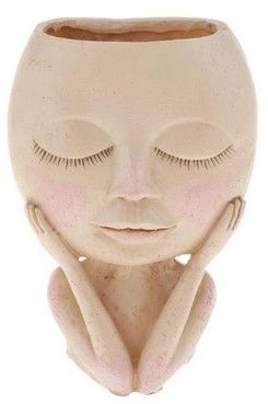 Big Eyes Doll Resin Flowerpot, Style: Closed Eyed