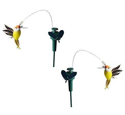 15"H Spinning Solar Hummingbird Stake, Color: Yellow Head
