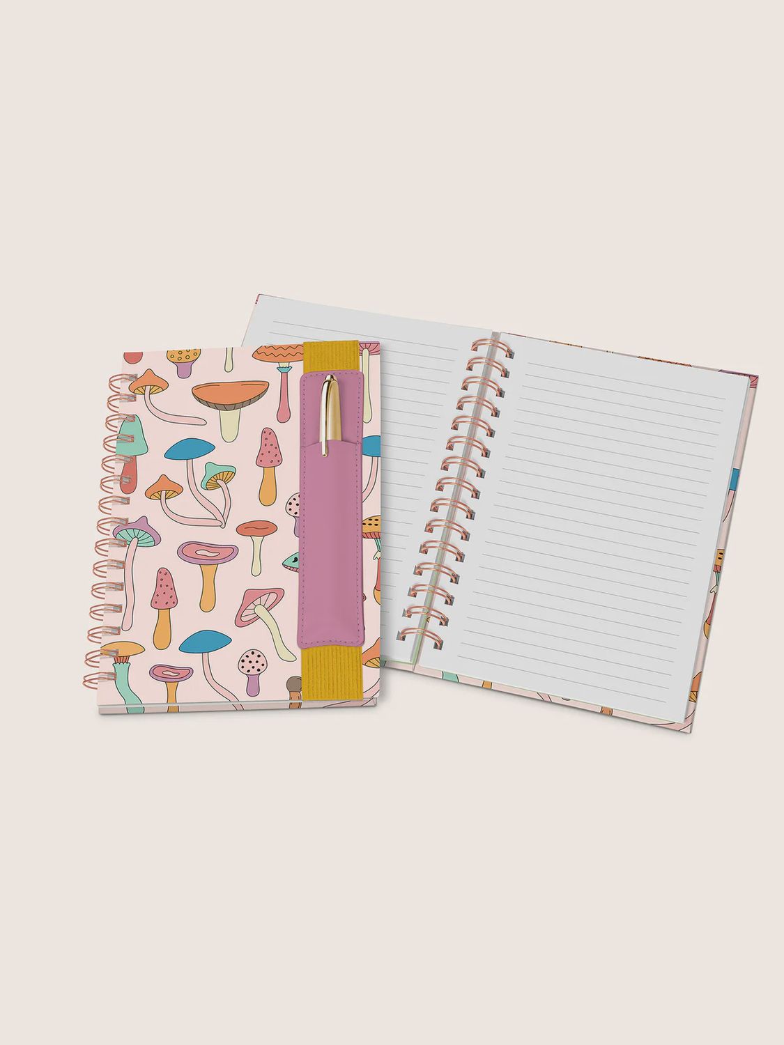 Oliver Notebook with Pen Pocket, Style: Mushroom Melody