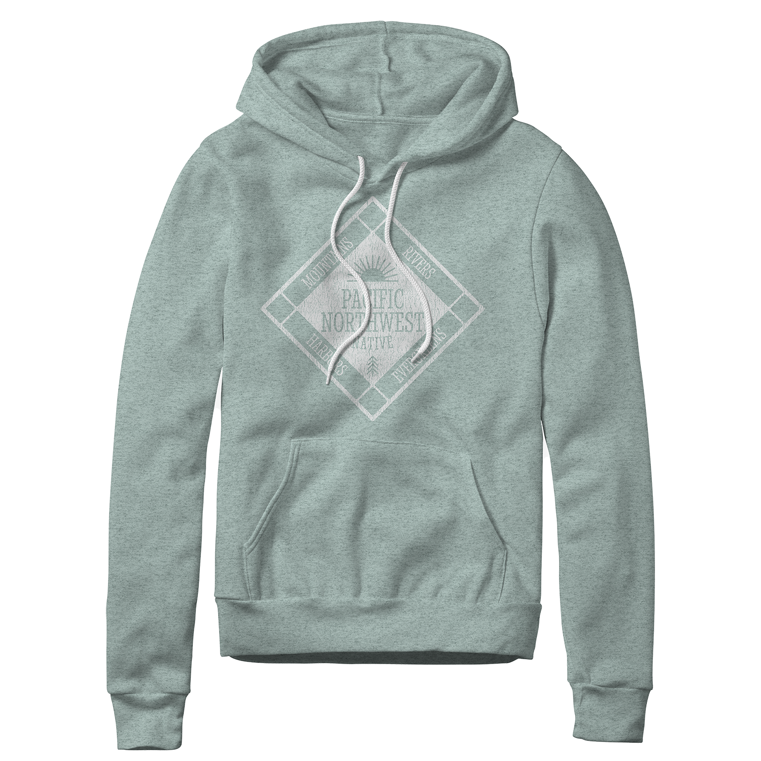 Distressed Diamond Soft Fleece Hoodie, Color: H. Sage, Size: XSmall