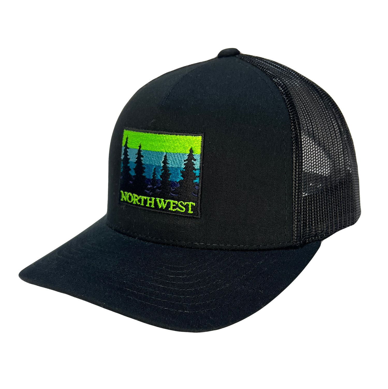 Night Sky Curved Bill Trucker, Color: Black