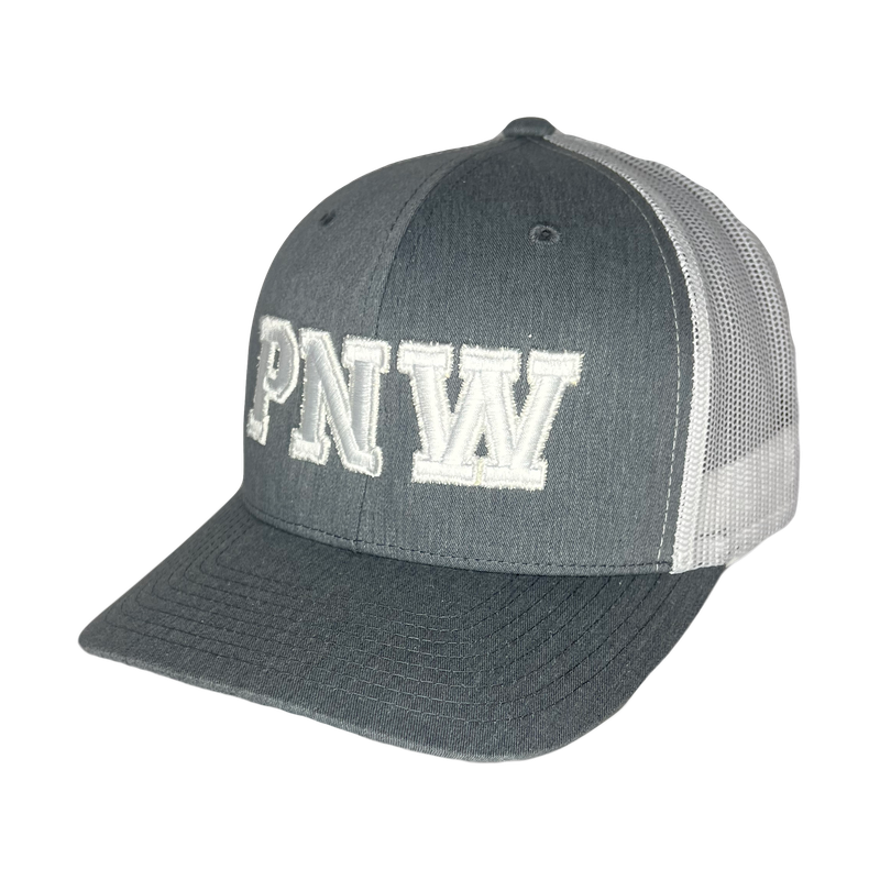 PNW Puff Letters Curved Bill Trucker Hat