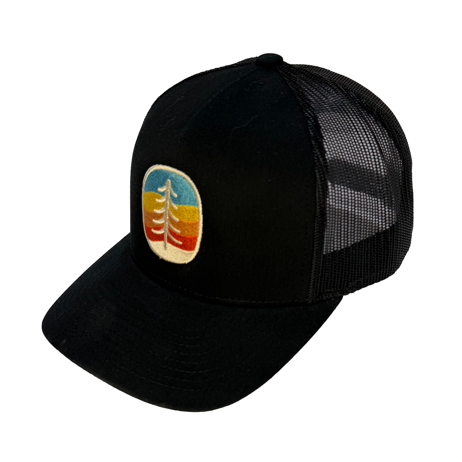 Rainbow Tree Trucker Hat, Color: Black