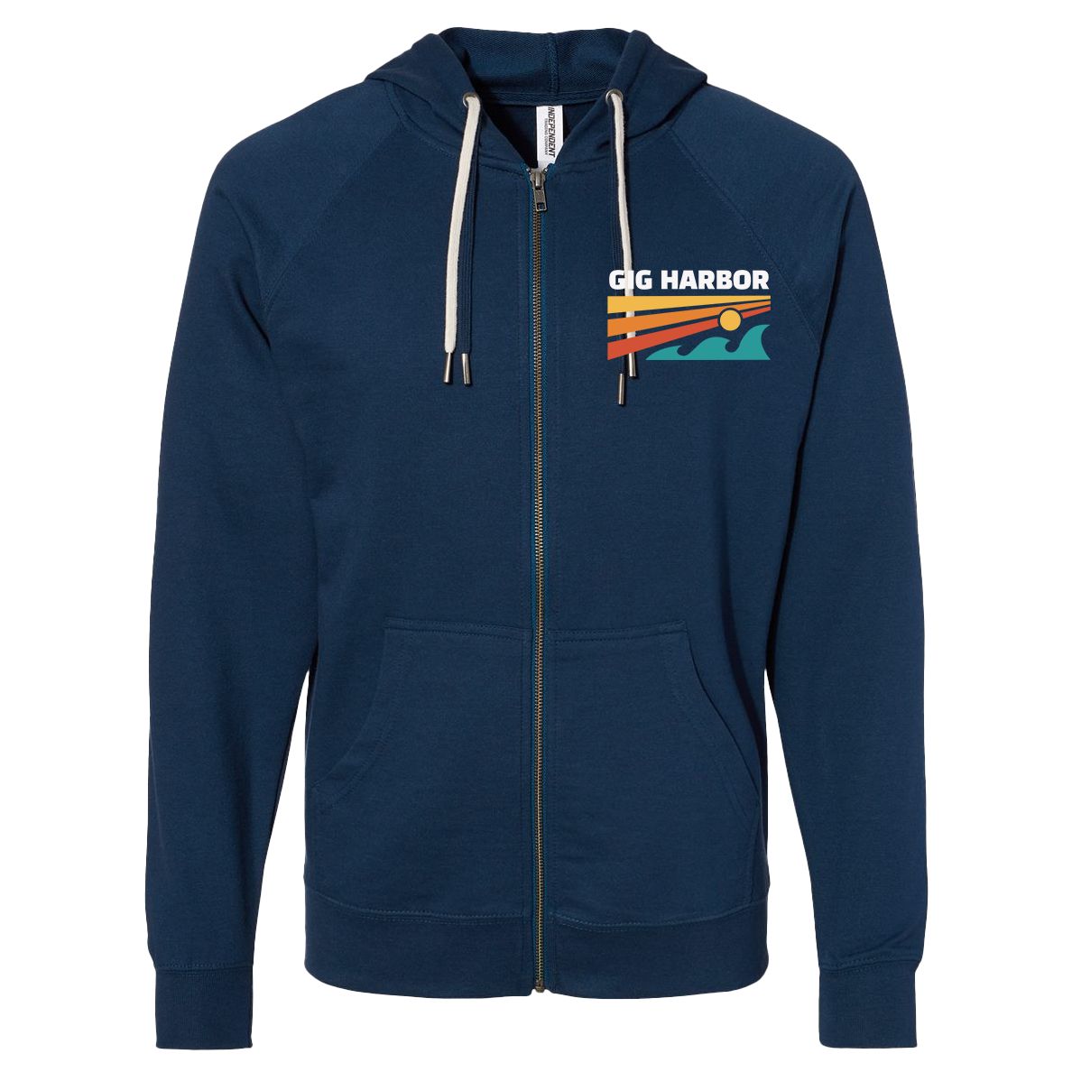 Sky Wave Soft Fleece Zip Up Sweatshirt, Style: Gig Harbor, Color: Heathered Navy, Size: XSmall